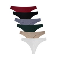 Tangas Sexys de Color Sólido para Mujer, Ropa Interior Transpirable, Sin Costuras, Antiestática y de Secado Rápido, de Spandex/Nailon, de Talle Bajo, Delgadas y Cómodas