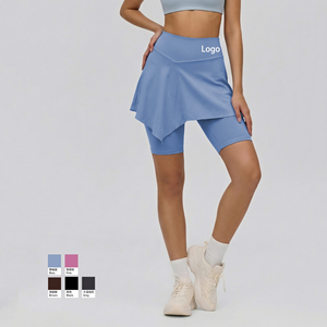 Falda de tenis 2 en 1 de cintura alta para mujer, levanta glúteos, ropa de yoga y fitness, nailon y elastano, elástica en cuatro direcciones, legging ajustado con falda - Product Image 1