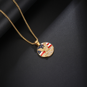 Joyería de las mujeres de paloma de la paz 18k chapado en oro CZ haciendo bandera accesorios moneda colgante collar - Product Image 5
