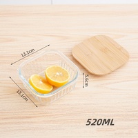 Boîte de conservation rectangulaire écologique en verre borosilicate haute résistance, compatible micro-ondes, avec couvercle en bambou, anti-fuite, sans BPA