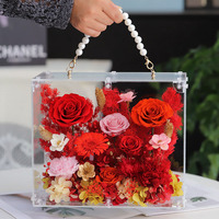 Fabrikneues Design Konservierte Blumen-Handtasche Geschenk mit Anpassungsmöglichkeit für Muttertag Valentinstag Weihnachten Ewiges Blumenarrangement