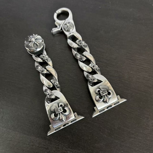 Bracelet de montre connectée Apple <span class=keywords><strong>Chrom</strong></span> Heart en alliage de cuivre de luxe, boucle 20 mm, pour hommes et femmes, plaqué argent, vintage, étanche, punk, croix, cadeau - Product Image 6