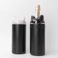Refroidisseur de vin et champagne en acier inoxydable Porte-vin à double paroi Seau à glace isolé sous vide avec couvercle en plastique