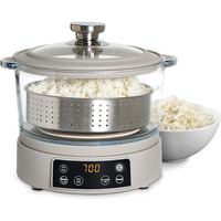 Cuiseur à Riz Multifonctionnel Portable 3 L en Verre à Faible Teneur en Glucides avec Panier Filtrant et Vapeur à Élévation Automatique pour Riz, Céréales et Avoine, Idéal pour la Maison