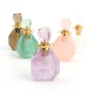 Bouteilles d'huile essentielle en améthyste naturelle, pendentifs en cristal pour parfum - Product Image 3