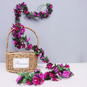 ดอกไม้ปลอมสำหรับตกแต่งผนังบ้านตกแต่งพื้นหลังงานแต่งงานแบบโค้งเถากุหลาบขนาด2.5เมตรดอกกุหลาบ45หัว - Product Image 5