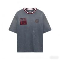 Fournisseur OEM professionnel de t-shirts streetwear : T-shirt vintage pour homme, design avec patch Hoop Life, logo personnalisé