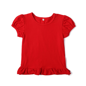 <span class=keywords><strong>Magliette</strong></span> vuote per ragazze personalizzate t-shirt pesante estiva maniche a sbuffo t-shirt bianca in cotone 100% ricamo t-shirt per bambini - Product Image 6