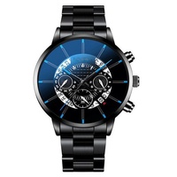 Montre-bracelet homme à cadran squelette, calendrier, grand cadran, bracelet en acier inoxydable, mouvement à quartz, style business décontracté, pour homme - Vente chaude