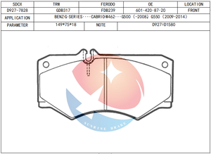 Pastilla de Freno SDCX D1580-8792 / D927-7828 / GDB317 para <span class=keywords><strong>IVECO</strong></span> <span class=keywords><strong>Daily</strong></span> 4510 / 4910 / 4912 / MERCEDES-BENZ 410 D - Product Image 2