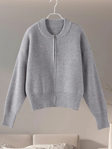 Maglione 2025 lavorato a maglia <span class=keywords><strong>con</strong></span> cerniera da donna <span class=keywords><strong>con</strong></span> cerniera in tinta unita multiuso Casual autunno/inverno - Product Image 5