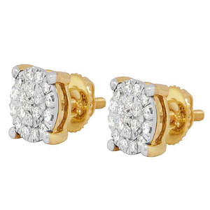 Boucles d'oreilles de luxe en diamant de laboratoire taille ronde, plaqué or 10 carats, bijoux unisexes, cadeau pour hommes et femmes, pour les occasions spéciales - Product Image 4