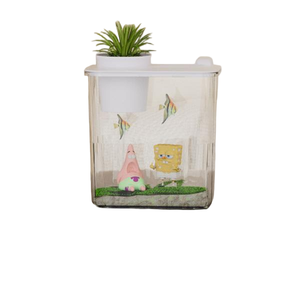 Aquarium tout-en-un viral avec écosystème clair, décor de rocaille, plateau supérieur pour plantes, filtre, mini-aquarium pour débutants, petits poissons d'eau douce - Product Image 3