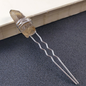 Nueva Horquilla de Cuarzo <span class=keywords><strong>Arua</strong></span> de Cristal Transparente con Acabado Rústico y Elegante, Columna de Cristal, Accesorios para el Cabello con Puntas de Piedras Curativas - Product Image 2