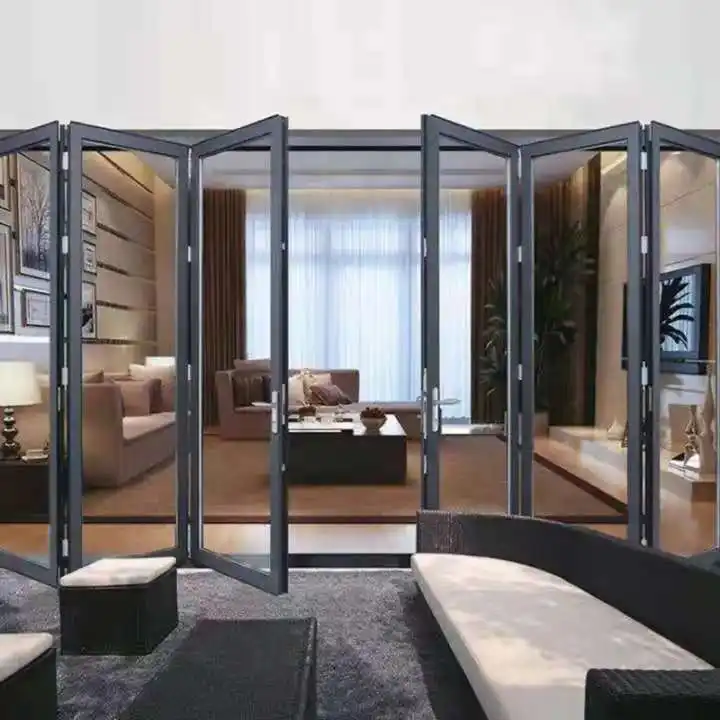 Mewah Pintu Lipat Aluminium Komersial Bifold Pintu Interior