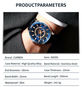 Nuevo Reloj Casual para Hombre CURREN 8359 con Correa de Acero Inoxidable, Reloj de Cuarzo Resistente al Agua con Calendario, Reloj Deportivo 2025 - Product Image 2