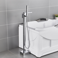 Mitigeur de baignoire en laiton chromé sur pied pour salle de bain et douche