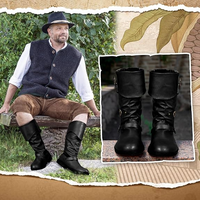 Bottes de pirate médiévales pour hommes, style Renaissance, mi-mollet, en similicuir PU, vintage, steampunk, gothique, pour Halloween et cosplay