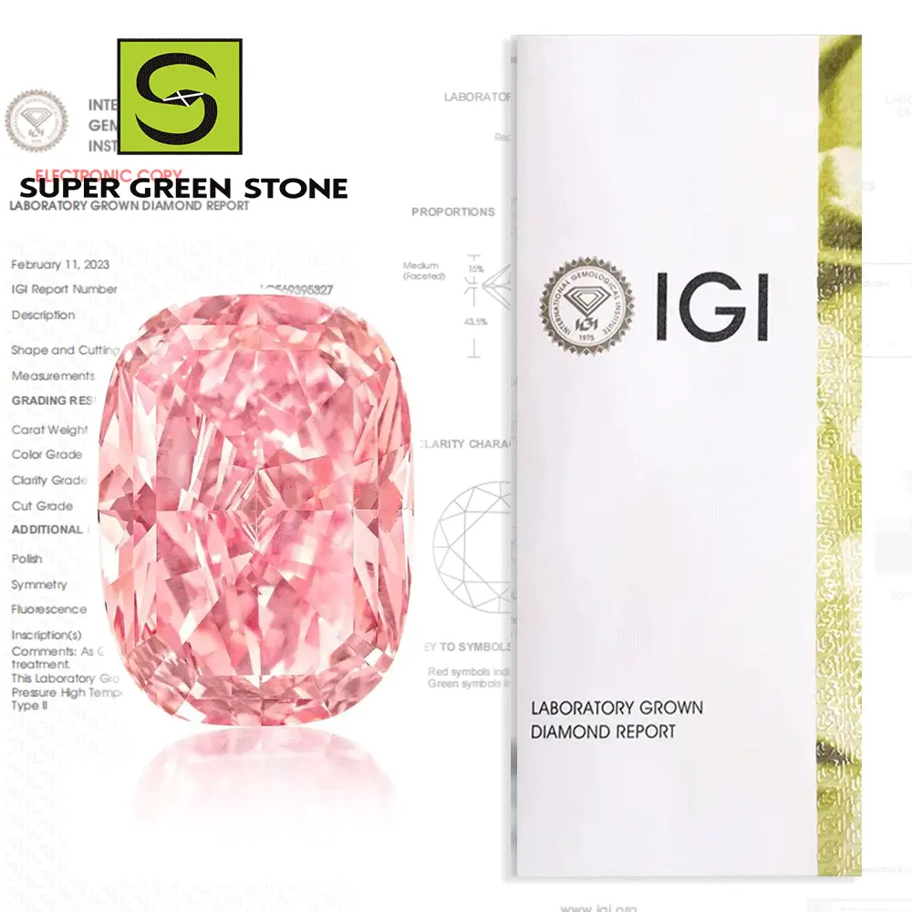 SuperGS SGSD055 Fancy Color Created Pink Asscher Cvd Hpht Blue Gia Certified Oval Radiant Emerald Cut Lab Grown Diamond