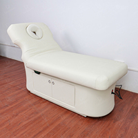 Table de massage électrique motorisée personnalisée pour soins du visage et cils, blanche, de luxe, moderne, mobilier de salon de beauté