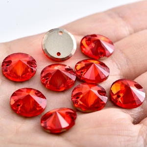 OLeeya Vente en gros de cristaux de strass à coudre de qualité supérieure 5A, forme Rivoli, verre biseauté, dos plat, grands strass à coudre pour vêtements - Product Image 2