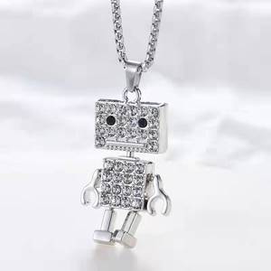Ins Niche Hip Hop oso conejo astronauta <span class=keywords><strong>Robot</strong></span> <span class=keywords><strong>Perfume</strong></span> monopatín colgante impermeable Acero inoxidable hombres y mujeres collares - Product Image 5