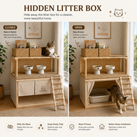 Vente directe d'usine - Table à manger intégrée en bois massif luxueuse pour chats, antidérapante, adaptée aux petits espaces, meubles pour animaux de compagnie