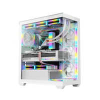 Boîtier de jeu AntarcChill Full View Dual Tempered Glass USB3.0 avec carte graphique, couleur blanche, boîtier de bureau SPCC
