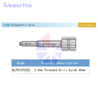 Guide de perçage vétérinaire orthopédique fileté de 2,0 mm, longueur 40 mm, instrument chirurgical pour os d'animaux, outil pour système ALPS 10