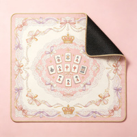 Tapis de Mahjong en microfibre antidérapant avec motif rose de la boussole nautique, carte des étoiles, ancre marine dorée et imprimé télescope, pour 4 joueurs