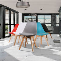 Chaise de salle à manger multifonctionnelle avec dossier en bois massif et pieds en plastique écologique pour la maison