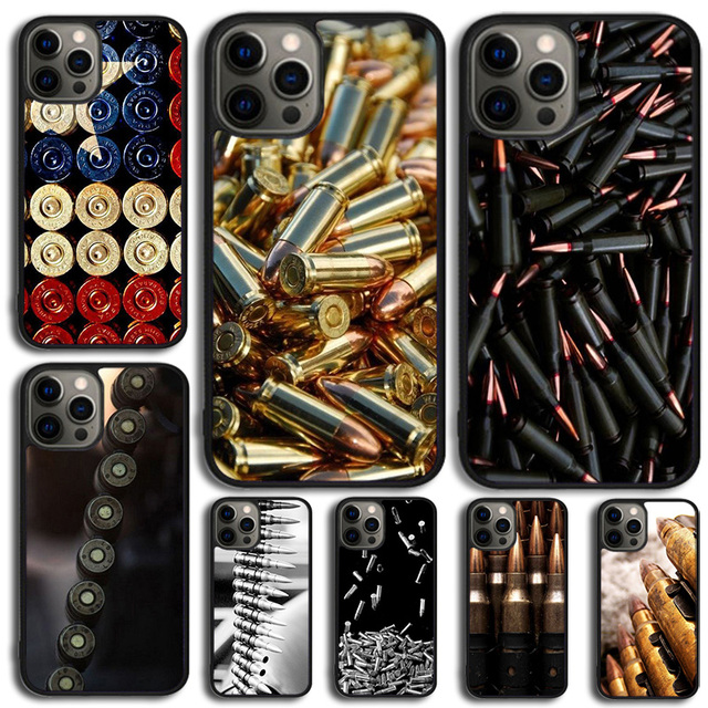 Military Gun Bullets Collage Phone Case Cover For iPhone 15 16 14 XR XS 11 12 13 Mini Pro MAX Plus