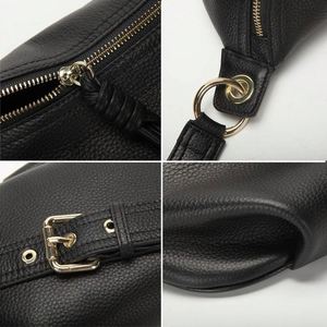 Échantillon gratuit Échantillon gratuit Sacs banane en cuir véritable Sac de poitrine Téléphone sac à main avec chaîne pour femmes Mini sac ceinture Noir - Product Image 6