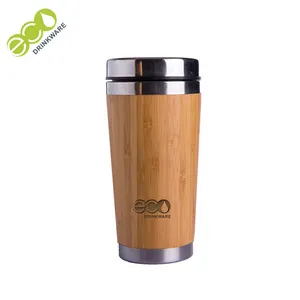 GB8020 Customized 450ML/16OZ Natural BPA free no mininum Stainless Steel bamboocoffee mug tumbler