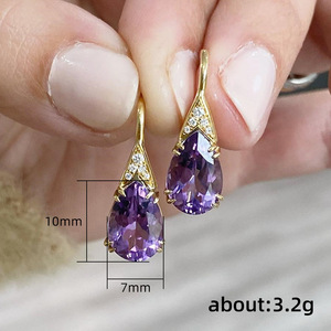 Orecchini a Goccia con Zirconi, Eleganti Orecchini Pendenti di Lusso Leggero alla Moda per Donne - Product Image 3