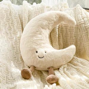 Cojín de Peluche con Forma de Cara Sonriente de Luna y Sol Amarillo Nórdico de 30-50 cm, Juguete de Peluche Suave para Decoración de Dormitorio Infantil, Cojín Decorativo para Sofá - Product Image 4