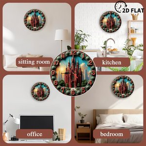 Round Wooden Wall <b>Clock</b> 25x25Cm Thick Frame Quiet Non Ticking Home Living Room Decor - Product Image 5