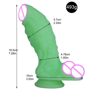 Nouveau pénis vert Fluorescent Noctilucent bouchon anal épais dilatateur jouets sexuels femme forme spéciale Silicone gelée sangle sur gode xxl - Product Image 5
