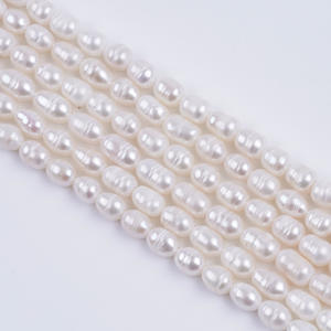 Cuentas de Arroz Naturales al por Mayor, Perlas Sueltas de 5-6 mm para Fabricación de Joyería, Collar Hecho a Mano, Accesorio - Product Image 2