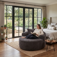 Canapé-lit modulaire surdimensionné en chenille capitonnée, style nuage, avec assise profonde et inclinable, pour salon et appartement