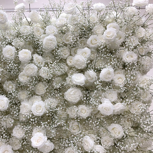 GNW Custom DIY 3D Silk White Rose Flowerwall 8 * 8ft Backdrop Panel Decor Artificial Flower Wall - Product Image 2