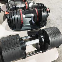 Ensemble d'haltères réglables de qualité commerciale, construction en acier, finition chromée, poignée antidérapante, augmentation de 4 kg, entraînement musculaire