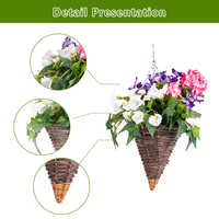 HL-56 décor à la maison Faux Floral suspendu artificiel résistant aux UV fleur vigne dans conique tissé rotin fleur panier