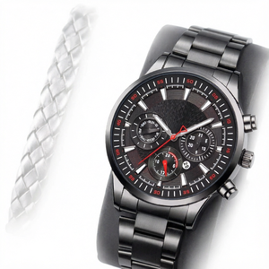 Montre pour homme en acier inoxydable avec boîtier en alliage tendance, aiguilles lumineuses, calendrier, mouvement à quartz, style sportif et professionnel - Product Image 1