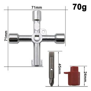 Clé à molette 4-en-1 argentée pour armoire électrique d'ascenseur, outil de tournevis à tête triangulaire et quadrangulaire - Product Image 4