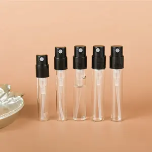 Mini örnek 1.5ml 1.8ml 2ml 2.5ml boş test cihazı şeffaf cam pompası sprey şişe şişeleri cep parfüm