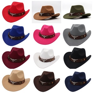 หมวกคาวบอยสไตล์วินเทจลายชนเผ่า พร้อมเข็มขัดลายวัว หมวกปีกม้วนทรงเรโทร สำหรับขี่ม้า ทำจากผ้าสักหลาดเทียม สำหรับผู้ใหญ่และเด็ก แฟชั่น - Product Image 2