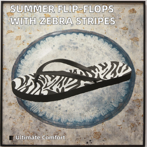 Chanclas con estampado de cebra para mujer, antideslizantes, sandalias de playa de verano, sandalias de goma de PVC, zapatillas informales - Product Image 2