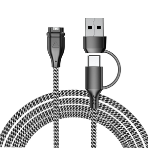 Câble de charge 2 en 1 USB Type-C pour <span class=keywords><strong>Garmin</strong></span> Forerunner 570 970 <span class=keywords><strong>Fenix</strong></span> 8 7 <span class=keywords><strong>Pro</strong></span> <span class=keywords><strong>6</strong></span> 7X 7S Venu Fast Nylon Watch Charger Cord - Product Image 1