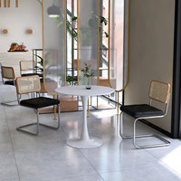 Ensemble de chaises de salle à manger en acier inoxydable et cuir de style médiéval, non réglables, sans accoudoirs, pour café, hôtel